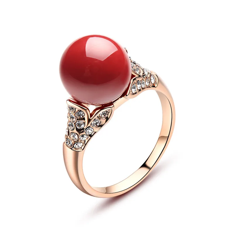 KCALOE женские кольца модное розовое золото красное искусственное Коралловое