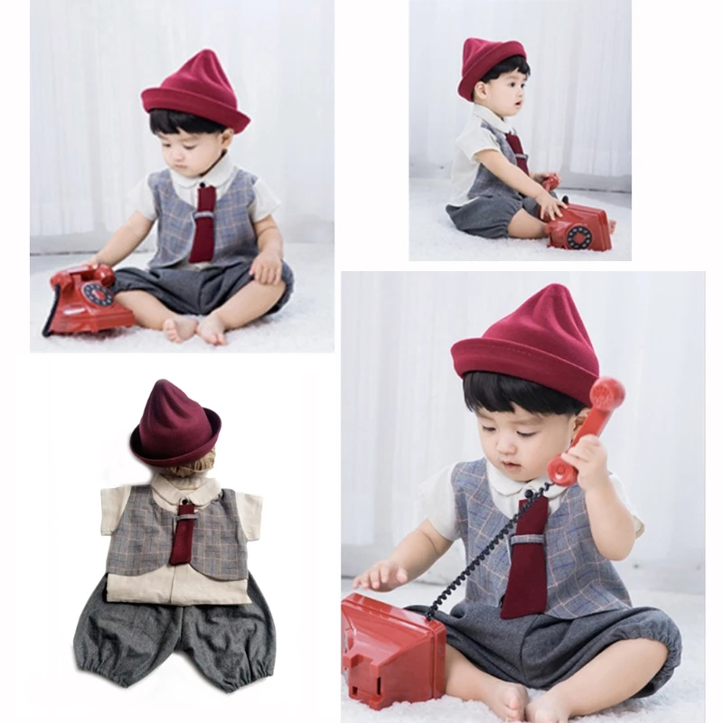 

Infant Baby Girls Boys Photography Prop Clothes Toddler Birthday Photo Shooting Costume with Hat Outfits Baby foto