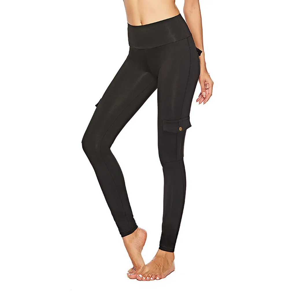 

Womens Leggings Pants Women's Elastic Hip-up Bottom-up Pants Pocket Buttons Pants leggings for sports running 9.17