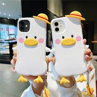 cute three dimensional duck couples soft case for iphone 11 12 pro max 7 8 plus xr x xs se 2020 silicone phone cover fundas