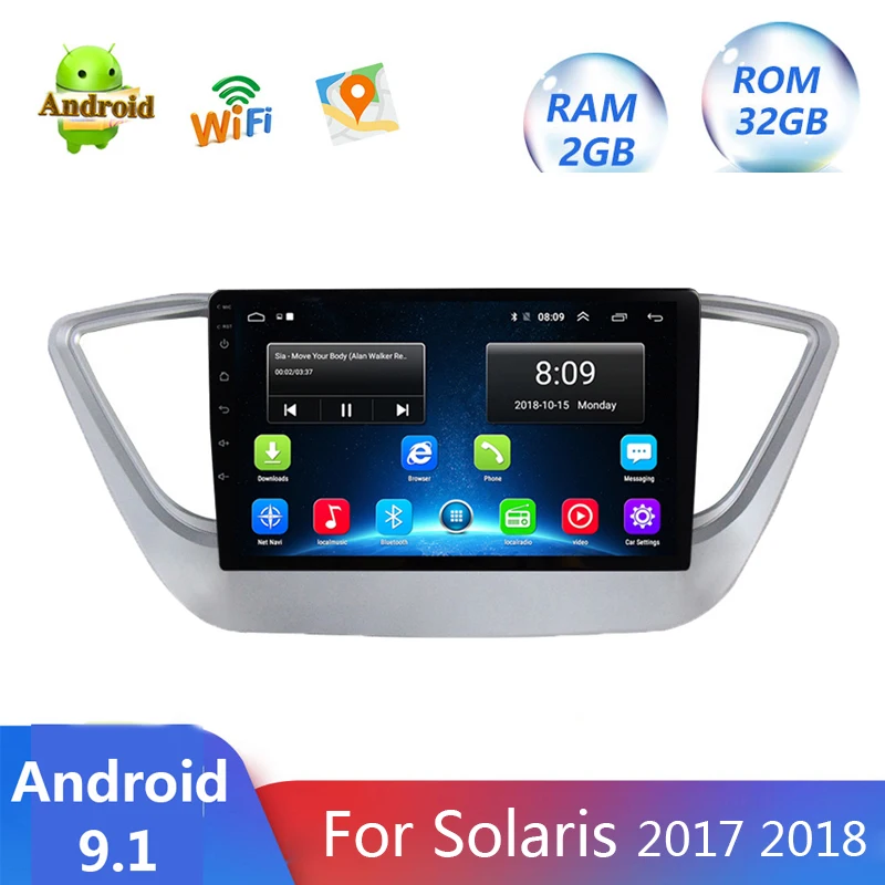Автомагнитола 2 Din мультимедийный видеоплеер ГБ + 32 9 дюймов Android 1 GO для Hyundai Verna Solaris