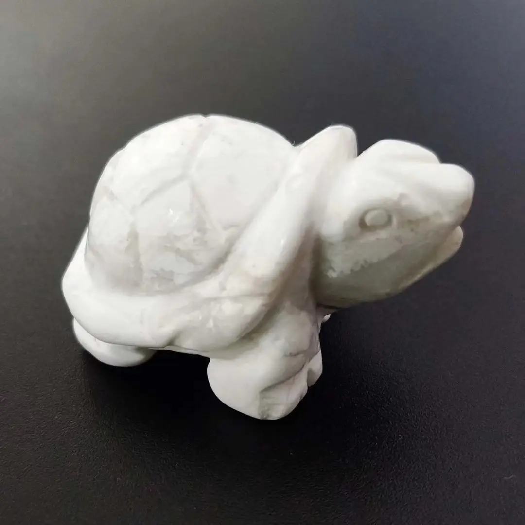 

MOKAGY 2 дюйма натуральный гравированный белый бирюзовый камень кристалл Нефритовая черепаха резьба животные подарок 1 шт.