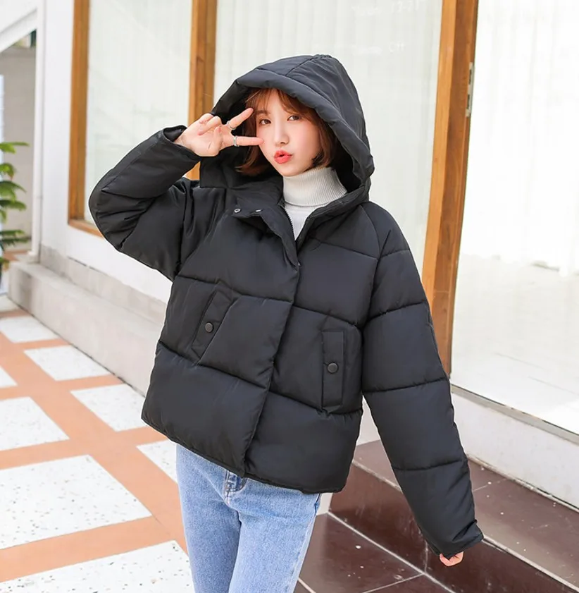 2019 Women's Winter Jacket Hooded Cotton Puffer Parka Five color Solid Leather Coat S——XXL|Женские парки| |