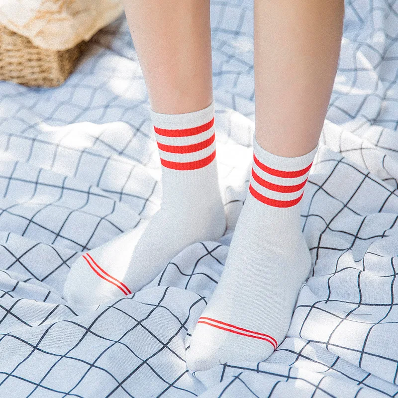 Женские носки 2018 полосатые хлопковые повседневные студенческие корейские