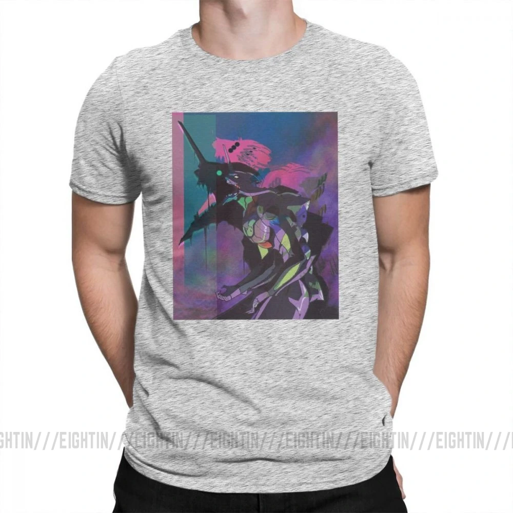 Evangelion Vapor единица 01 Повседневная футболка мужская одежда с короткими рукавами белая футболка из хлопка с круглым вырезом - Цвет: Серый
