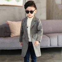 boy coat turn collar single breasted casual spring autumn jacket for 5 16t children outerwear gray high quality
