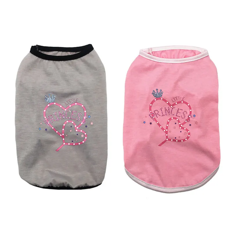 Летняя футболка с милым принтом для домашних животных одежда щенков и собак