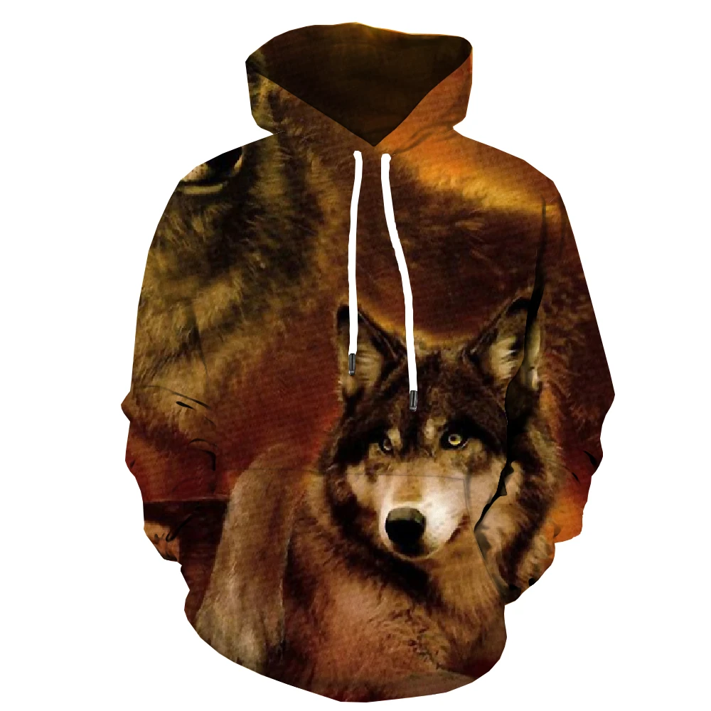 

KYKU Brand Wolf Sweatshirts men Animal Hoody Anime Harajuku 3d Printed Unisex Hip Hop Winter New Man