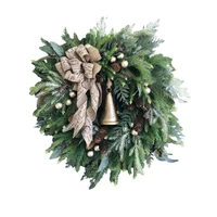 Artificial Wreath Christmas Garland Hanging Front Door Wall Tree Ornament Green Simulation Pine Cones Rattan Plastic Wreaths