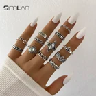 Sindlan 12 шт. винтажные серебряные кольца с кристаллами для женщин панк готика очень странные дела женские модные ювелирные изделия 2021 Anillos Mujer