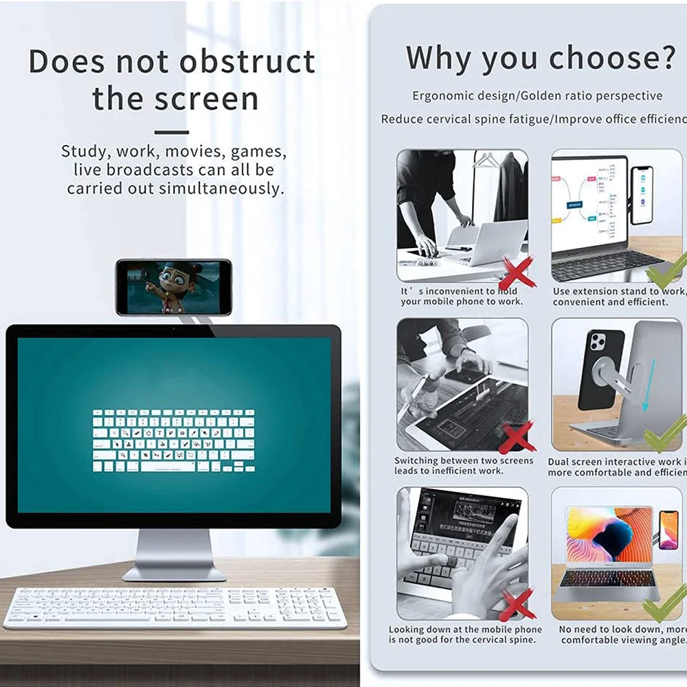 uigo new laptop extension phone bracket desktop mobile phone computer collaborative office magnetic aluminum alloy bracket free global shipping