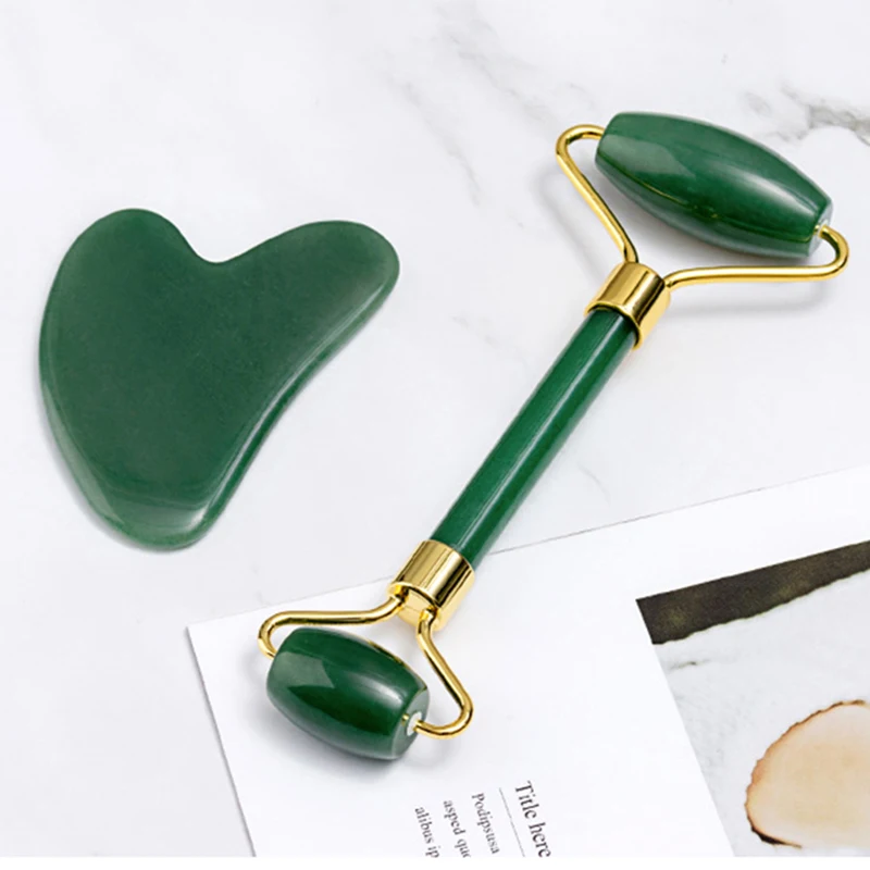 

Double Heads Jade Stone Facial Massage Roller Set Face Lift Body Skin Relaxation Beauty Slimming Tools For Face Skin Care