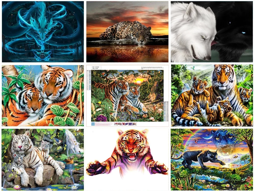 Новый Полный Круглый Алмаз Живопись Мультфильм Вышивка животное алмазное