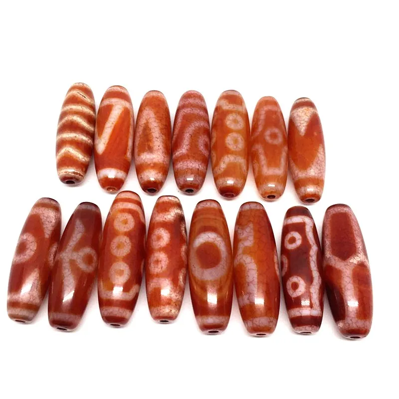 

15pcs/lots Magic Natural Red Agate Stone Tibetan Dzi Beads 13mm*38mm for Bracelet and Necklace making Free Shipping