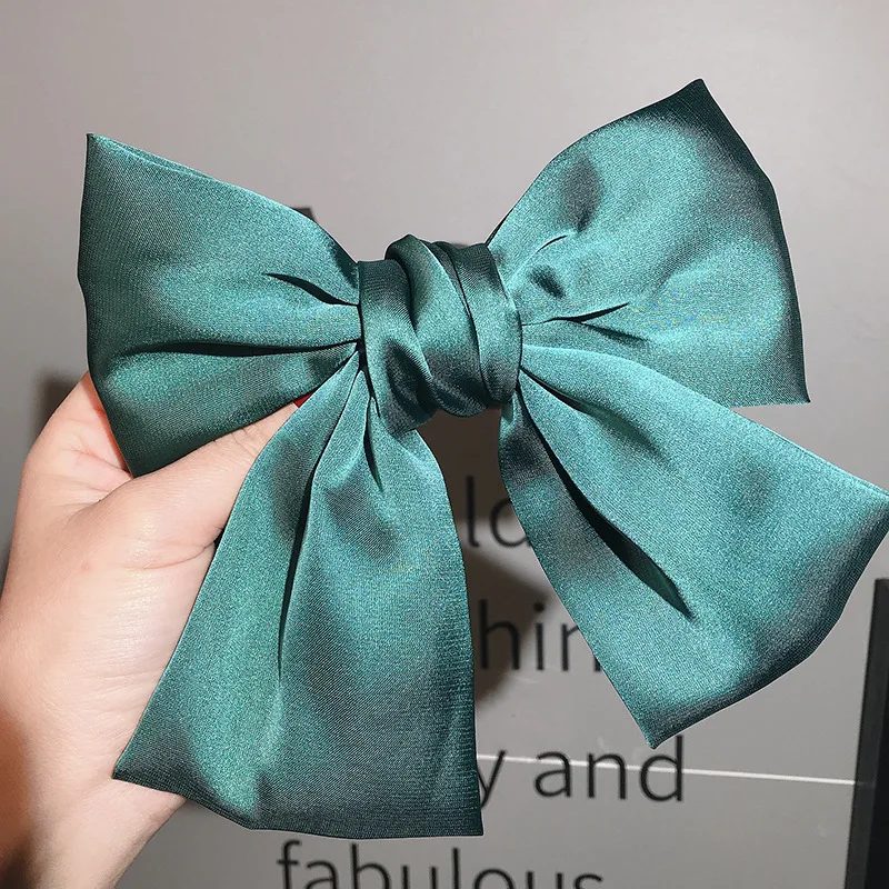 

2020 New Hair Clips for Women Vintage Oversized Hair Bows Hairclip Chiffon Hair Clip Solid Color Barrettes Girl Hair Accessories