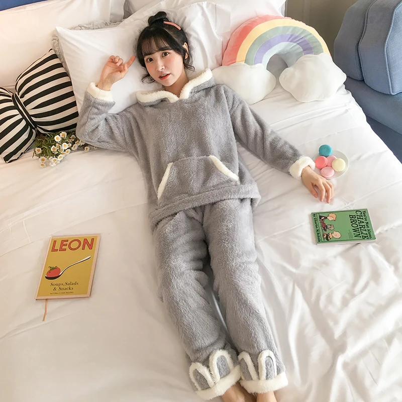 Рождественская Пижама Женская Зимняя шерстяная теплая бархатная утепленная