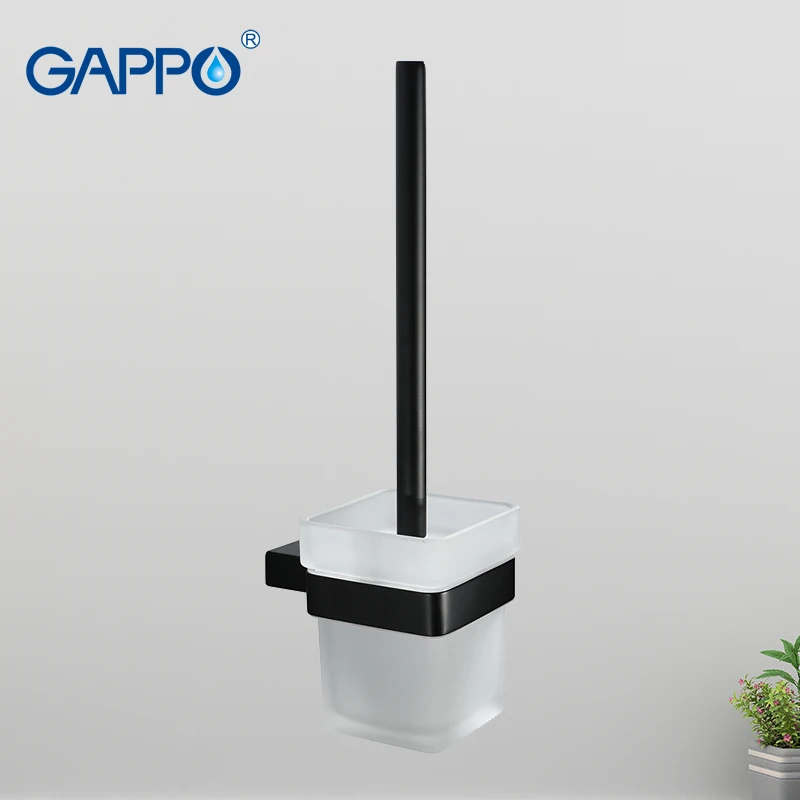 

GAPPO Bath hardware sets black stainless steel paper holder robe hook soap shelf toilet brush set bathroom accessories