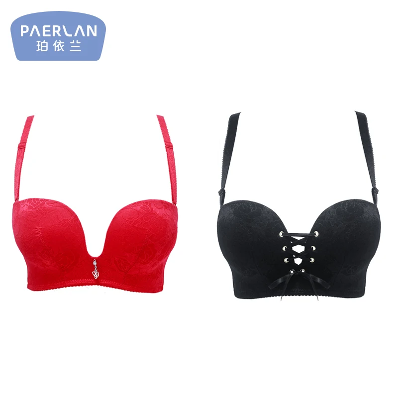[ 2 pieces ]PAERLAN  contact female bra Push Up anti-skid small chest strap B underwear Back Closure Convertible Stra