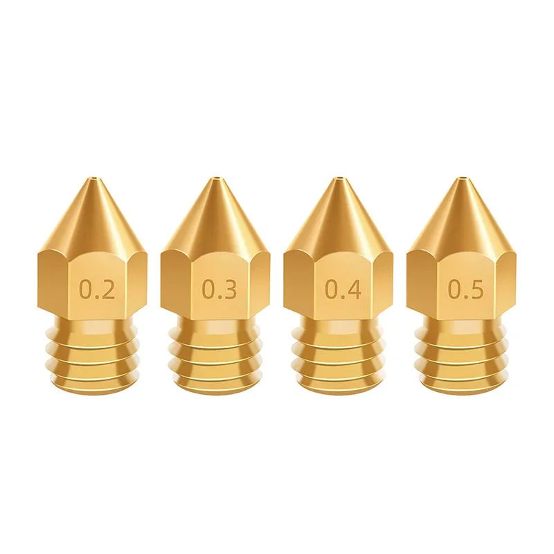 

5pcs MK8 brass Nozzle 1.75/3.0mm filament Extruder Print Head Nozzle 0.2/0.3/0.4/0.5mm for CR10 CR10S Ender3 3D Printer parts
