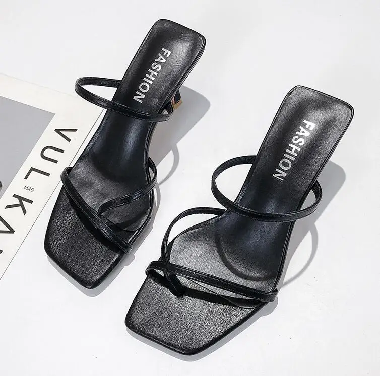 Босоножки женские на высоком каблуке Классические сандалии с ремешками без