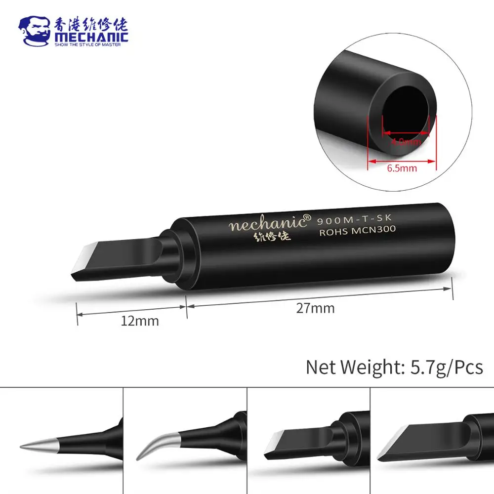 

MECHANIC Original 4pcs 900M-T Anti-Static Pure Copper Electric Soldering Iron Tip Welding Tip BGA Solder Repair Station Tool Kit