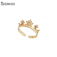 qeenkiss rg751 2022 fine jewelry wholesale fashion trendy woman girl birthday wedding gift crown open aaa zircon 18kt gold ring