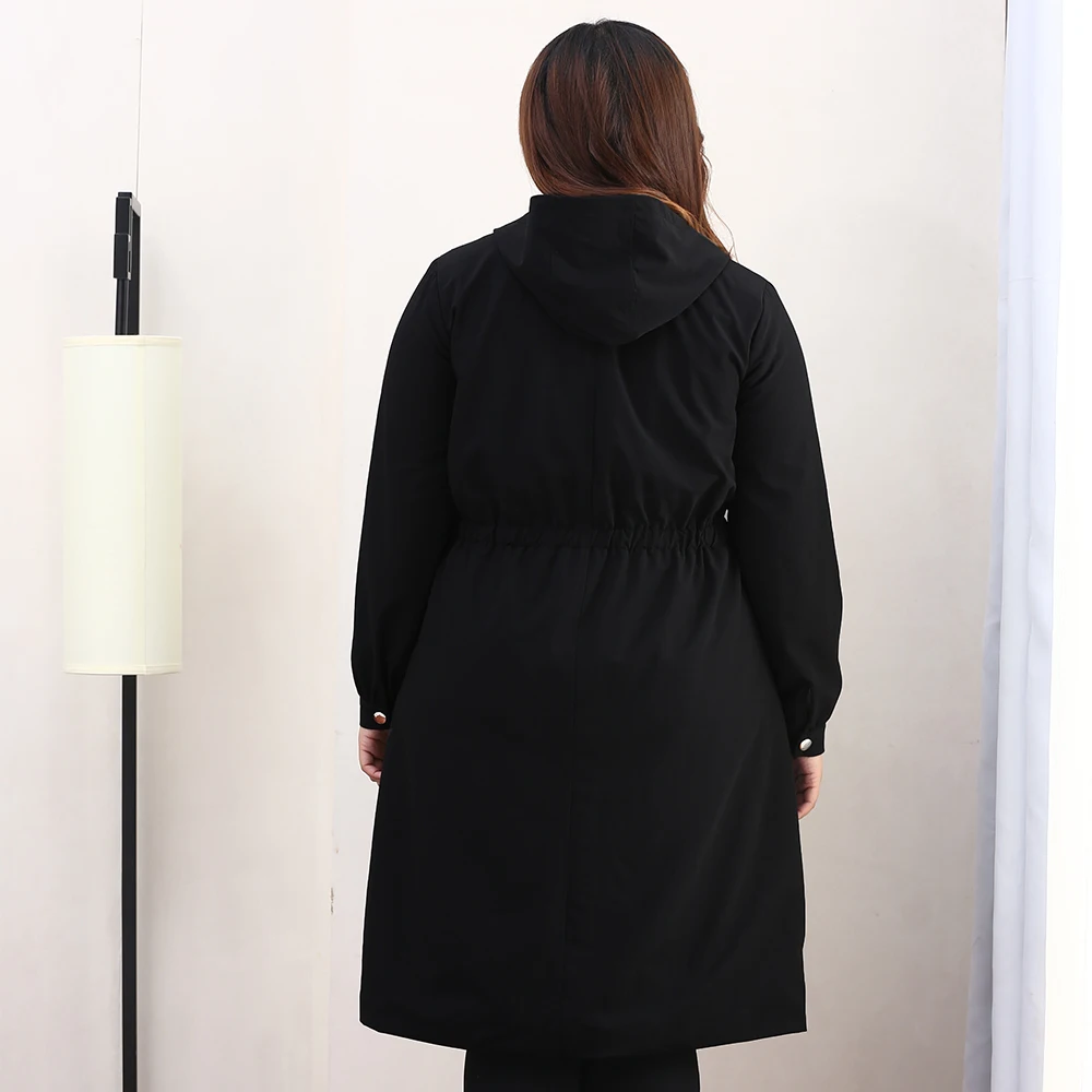 Тренчкот женский зимний с капюшоном батальных размеров 5XL 6XL|Женские плащи и
