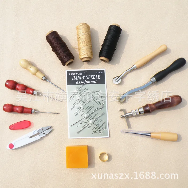 14 шт./компл. набор кожаных инструментов DIY ручные иглы провода Awls ножницы пчелиный