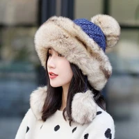 elegant ladies knitted hat winter warm thick bomber hats for women sombrero new anti cold hat fashion winter ski cap womens hat