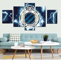 5 piece canvas wall art belgium club brugge kv painting modern decoration living room lightning and rainy night bedroom poster