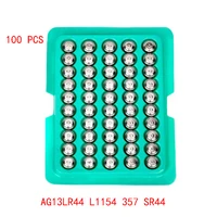 100 capacity 100pcs cell coin watches battery lr44 ag13 l1154 357 sr44 1 5v alkaline button batteries suitable for watch