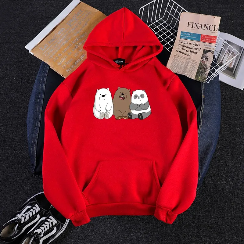 

Oversized Cute Bear Print Hooded Sweatshirt Kawaii Hoodies for Women Top Clothes Female Couple Winter Loose Harajuku Long Sleeve