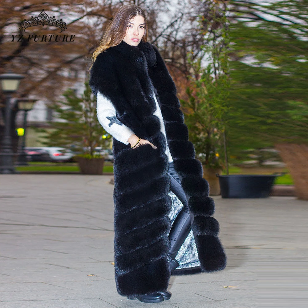 Женский жилет из натурального меха 120 см пальто лисьего новинка 2020 роскошный