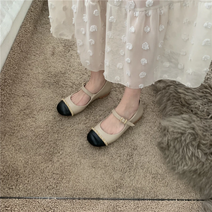 

Casual Woman Shoe British Style Female Footwear Shallow Mouth Round Toe Mixed Colors Preppy Summer Dress Moccasin New Flat Leisu