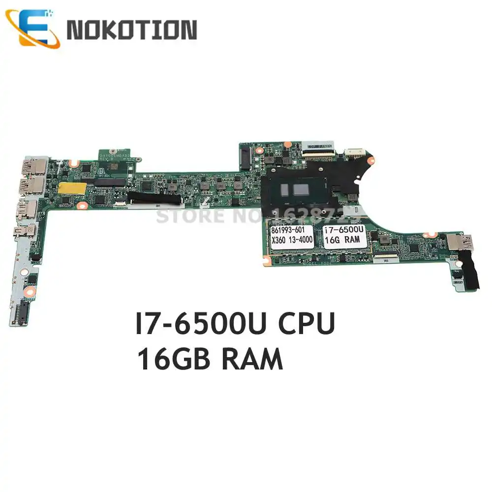 

NOKOTION 861993-601 861993-001 861993-501 для HP Spectre X360 13-4000 13-4172NA, материнская плата для ноутбука I7-6500U, ЦП 16 Гб ОЗУ