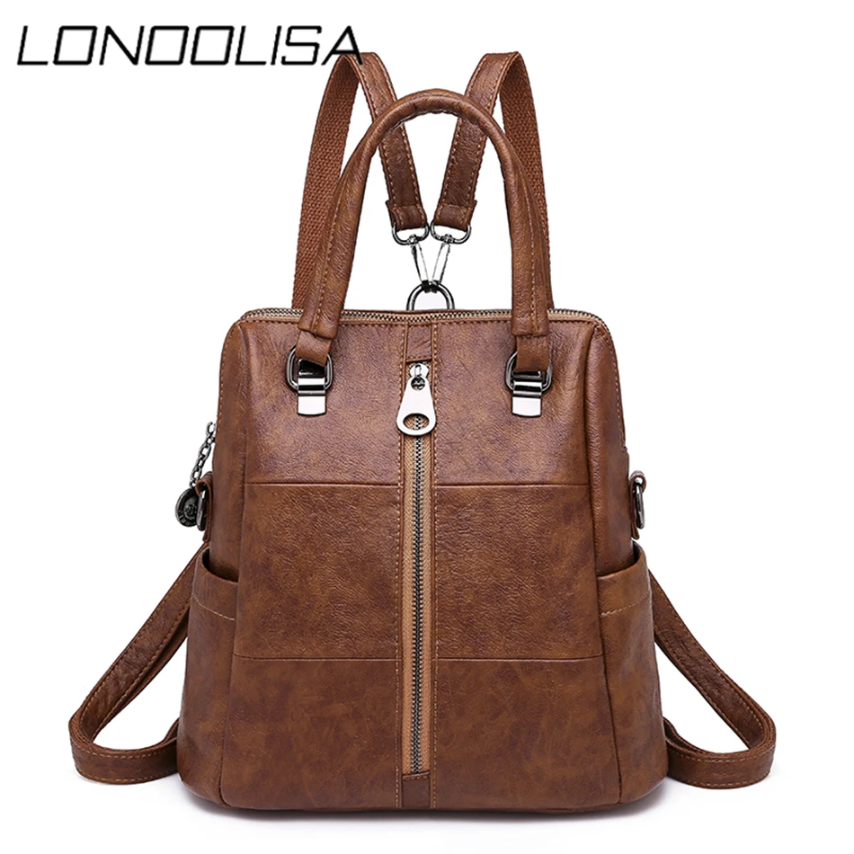 

Женские многофункциональные рюкзаки, женские наплечные сумки, мягкий кожаный школьный рюкзак, женские повседневные дорожные сумки для дев...