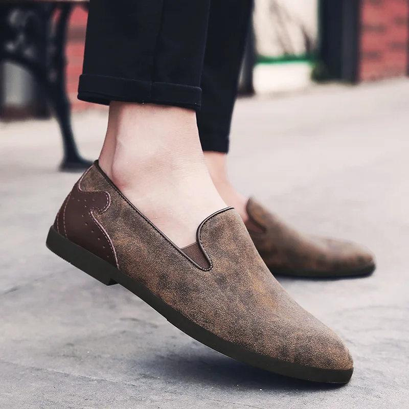 Новинка; сезон весна-лето; Мужская обувь; Высококачественная кожаная повседневная обувь; Лоферы без шнуровки; удобная обувь для вождения в Корейском стиле; zapatillas hombre