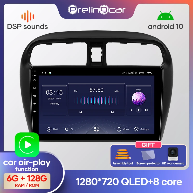 Prelingcar Android10.0 без 2 din автомобильное радио DVD мультимедийный видеоплеер GPS