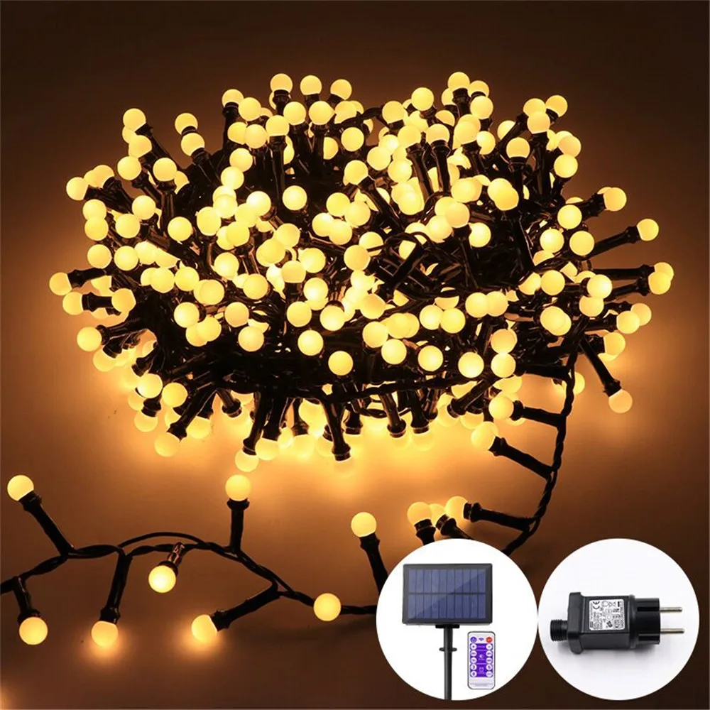 Solar powered 5/10M Led Firecrackers String Lights 8Modes Waterproof Led Globe Christmas Lights for Outdoor Halloween Wedding