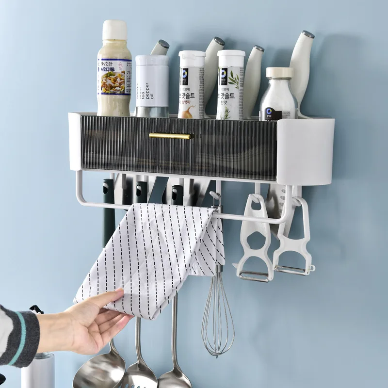 

Кухонная стойка для хранения без перфорации, крючок для слива, держатель для кистей, настенная стойка для ложек, специй, посуды, Многофункци...