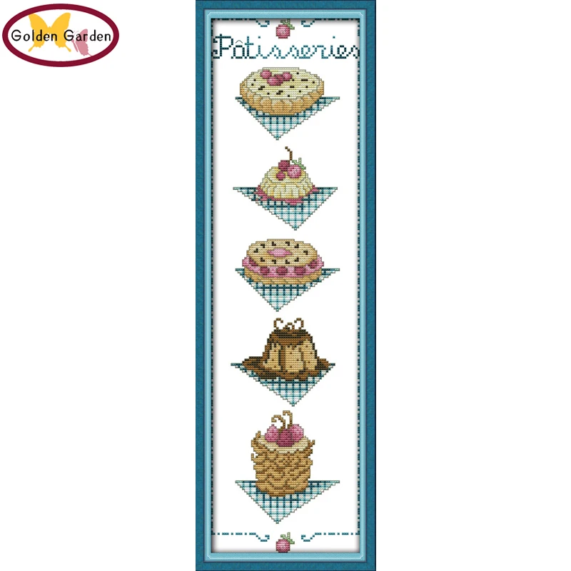 

GG Pastries Cross Stitch Patterns Joy Sunday Cotton Fabric 11CT 14CT DIY Handcraft Embroidery Sets Cross Stitch Kits for Kids