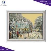 joy sunday christmas street f918 counted and stamped home decor winter walk needlework embroidery diy cross stitch kits