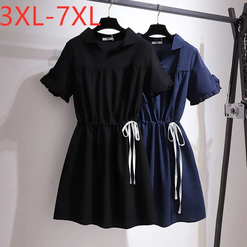 

Платье женское летнее Плиссированное с коротким рукавом и поясом, 3XL, 4XL, 5XL, 6XL, 7XL