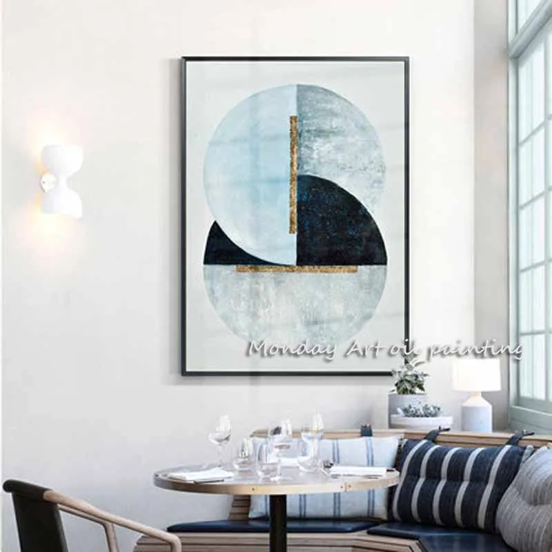 Современная Геометрическая роспись на холсте ручная офисное настенное