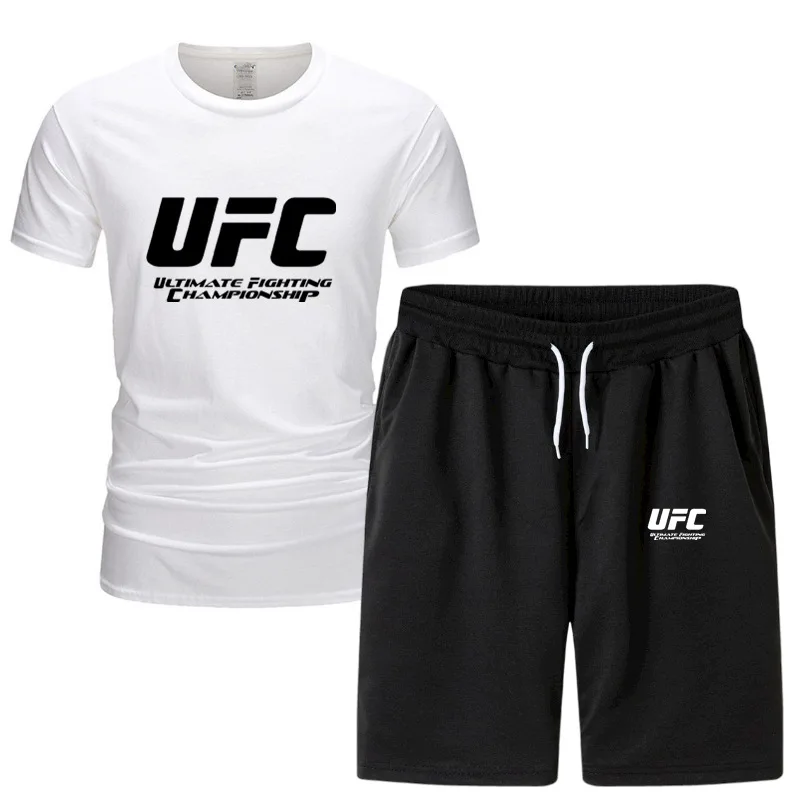 

HOT Brand Casual Men's Sets Summer Tracksuit Men Print Short Sleeve T-shirt 2 Piece+Shorts Quick Drying Short Set MMA BJJ Boxing
