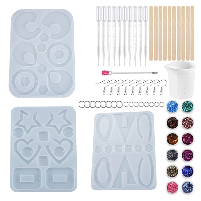 

157 Pack Silicone Earring Molds Jewelry Epoxy Resin Molds Earring Drop Dangle