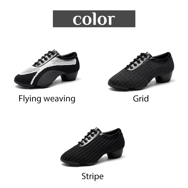 Ballroom Modern Dance Shoes Black And White Cloth Net Men Latin Dance Shoes  Tango Jazz Dance Shoes For Boys Soft Heel 3.5cm/5cm