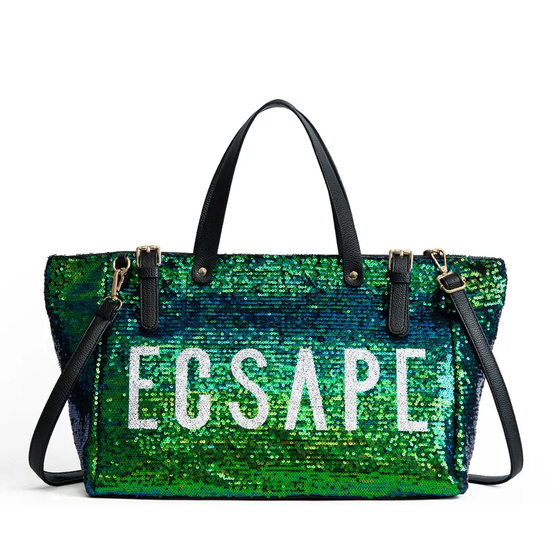 

2020 new female bag trendy fashion style shoulder bag casual sequin handbag letter messenger large bag lady bag bags for women