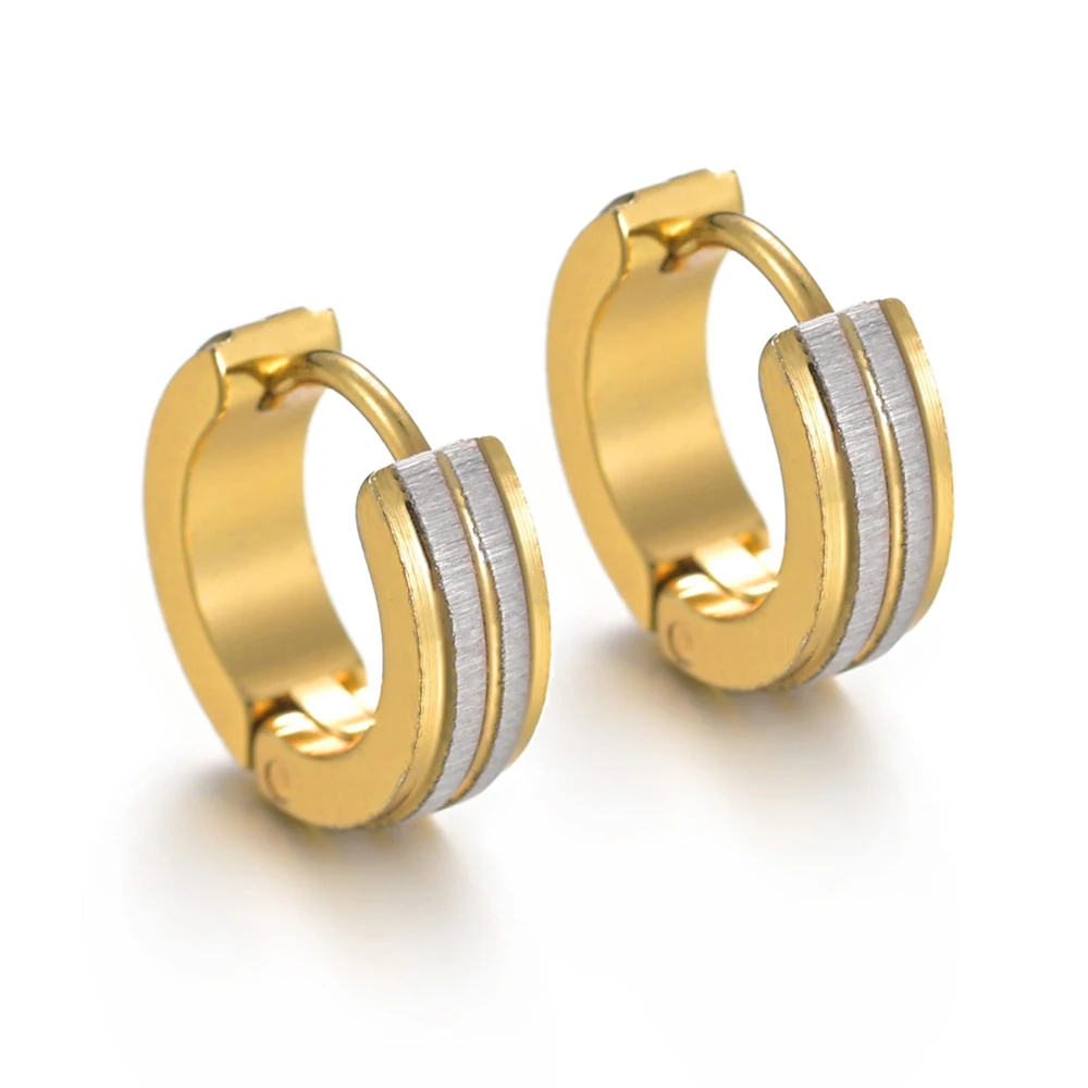 

Gold Color Small Hoop Stainless Steel Round Stud Earrings For Women/Men Never Fade Fashion Earring Jewelry Gifts Wholesale