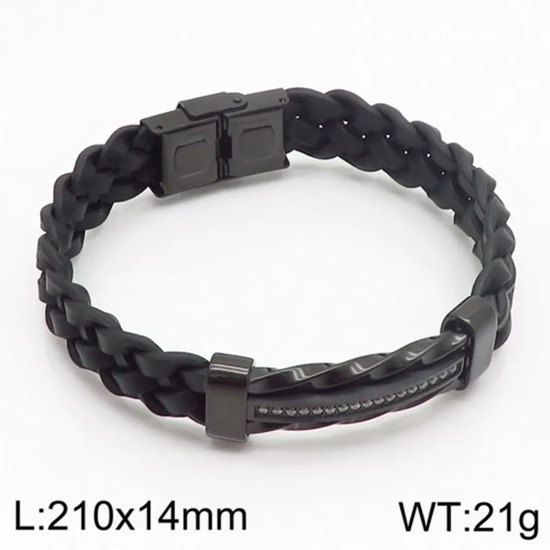 2019 модный мужской плетеный браслет из нержавеющей стали черного цвета модные